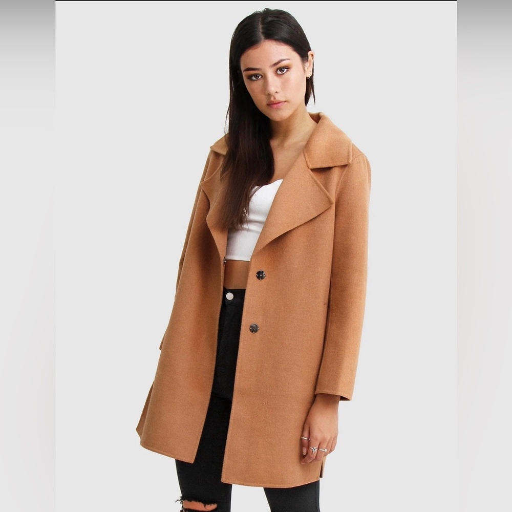 Wool Blend Coat - Camel